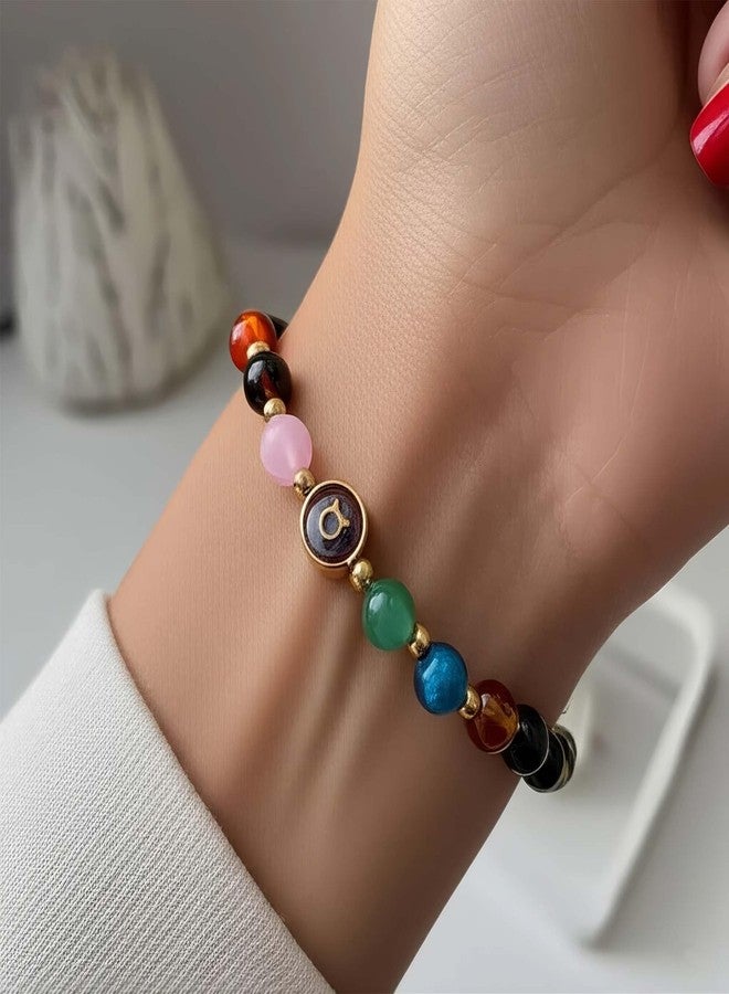 Chiorgone Twelve Zodiac - Aquarius Zodiac Gemstone Bracelet for Men Women - Feng Shui Handmade Natural Stone Beaded Stretch Astrology Jewelry - Ideal Gift - Image 3